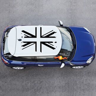 1 toit (4pcs) MINI drapeau britannique COOPER autocollant de toit graphique Grunge drapeau britannique blanc
