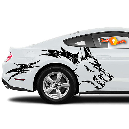 Autocollant en vinyle graphique Wolf pour vitre latérale arrière de Musclecar Mustang
