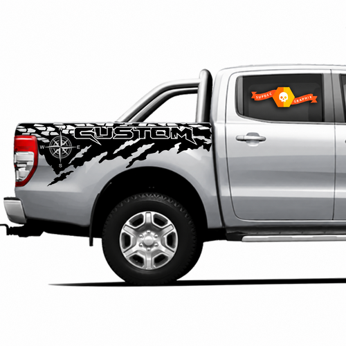 Autocollant Vinyle Paire de Boussole Empreinte de Pneus Personnalisée pour Ford Ranger