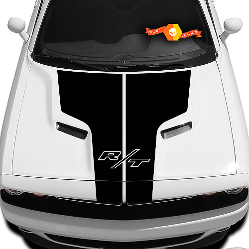 Décalcomanie vinyle bandes doubles capot R/T pour Dodge Challenger
