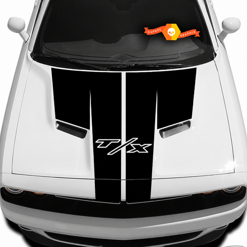 T/X Split T Panel Stripe Capot Autocollant vinyle pour Dodge Challenger 2009-2014