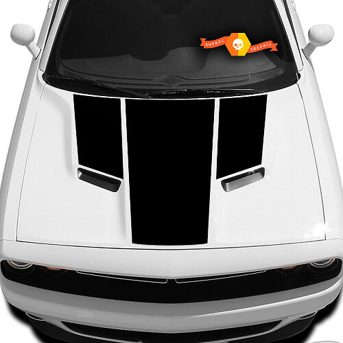 Autocollant Vinyle Triple Bande de Capot pour Dodge Challenger 2009-2014