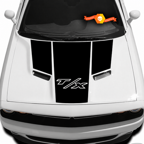 T/X Solid T Panel Stripe Capot Autocollant vinyle pour Dodge Challenger