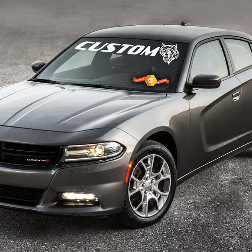 CUSTOM Cat Banner — Autocollant en vinyle (pare-brise) pour Dodge Charger Hellcat 2011-2016
