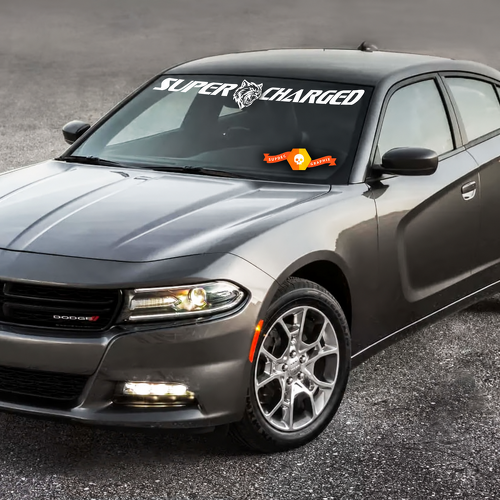 Supercharged Cat Head Banner Pare-brise Autocollant vinyle pour Dodge Charger 2011-2016