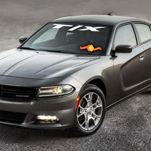 Autocollant vinyle pour pare-brise à lettrage incliné T/X pour Dodge Charger 2011-2016