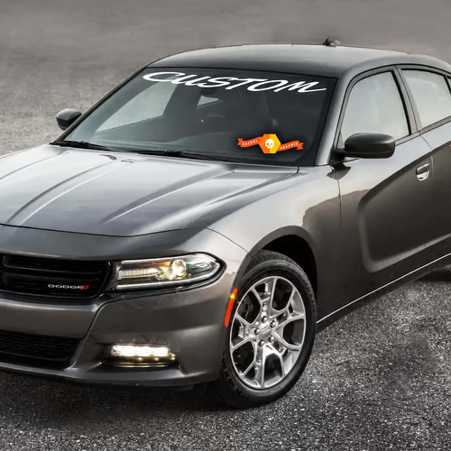 Autocollant en vinyle lettrage script rétro PERSONNALISÉ pour pare-brise Dodge Charger 2011-2016