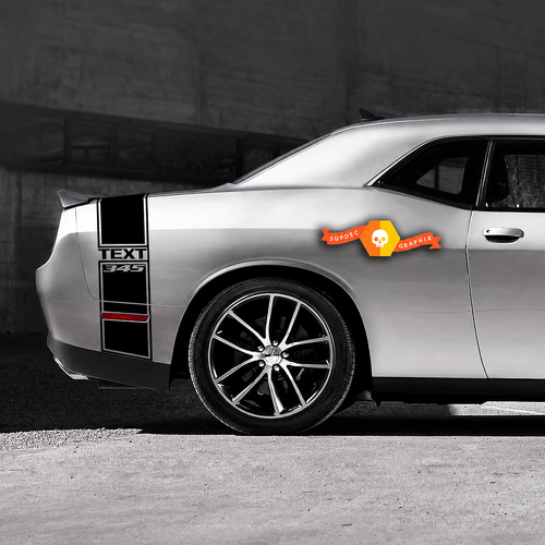345 Hemi Style Custom TEXT Tail Band Kit — Autocollant vinyle (aile arrière, coffre, pare-chocs arrière) pour Dodge Challenger