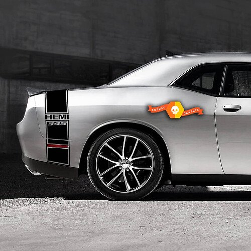 Kit d'autocollants vinyle bande arrière HEMI 345 pour Dodge Challenger