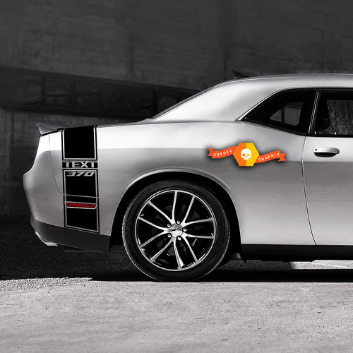 370 Hemi Style Custom TEXT Tail Band Kit — Autocollant vinyle (aile arrière, coffre, pare-chocs arrière) pour Dodge Challenger