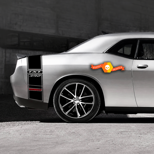 392 SRT Style Custom TXT Tail Band Kit — Autocollant vinyle (aile arrière, coffre, pare-chocs arrière) pour Dodge Challenger