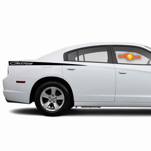 Paire d'autocollants vinyle latéraux à rayures longues rétro PERSONNALISÉS pour Dodge Charger 2011-2014