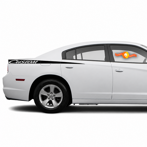Autocollant Vinyl Autocollant Pair Long Bande Script Grand PERSONNALISÉ pour Dodge Charger 2011-2014
