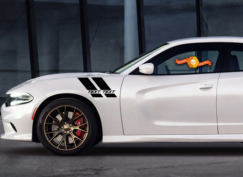 TEXT TEXT Double Hash Stripe Kit — Autocollant vinyle (aile) pour Dodge Charger 2011-2014