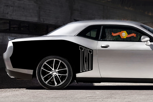 Hemi TXT Outline Billboard Graphics — Autocollant vinyle (côté) pour Dodge Challenger 2009-2015