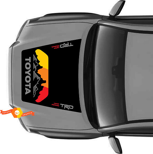 Énorme TRD Off Road Vintage Sunset Retro Old Style NO SCOOP! Autocollants en vinyle pour capot de forêt de montagnes adaptés aux modèles Toyota Tacoma 2016 - 2021
