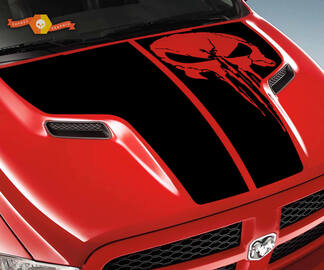 Dodge 2010 2018 s'adapte à Ram 1500 2500 Rebel Punisher Skull Rebel Hood Logo Truck Vinyl Decal Graphic Pick Up Pickup
