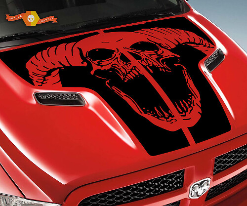 Autocollant vinyle graphique capot crâne de bélier pour Dodge Ram 1500 2500 2010-2018