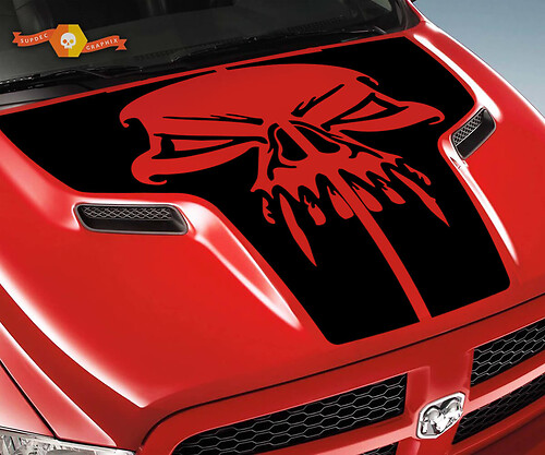 Dodge 2010 2018 convient à Ram 1500 2500 Skull Rebel Hood Logo Truck Vinyl Sticker Decal Graphic Pick Up Pickup #1
