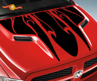 Dodge 2010 2018 s'adapte à Ram 1500 2500 Flames Rebel Hood Logo Truck Vinyl Decal Graphic Pick Up Pickup #2
