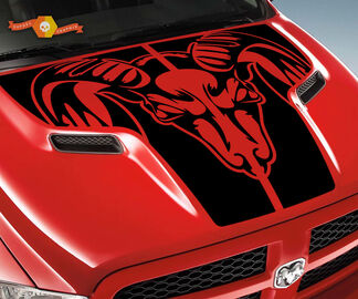 Dodge 2010 2018 s'adapte à Ram 1500 2500 Ram Tribal Skull Grunge Hood Logo Truck Vinyl Decal Graphic Pick Up Pickup

