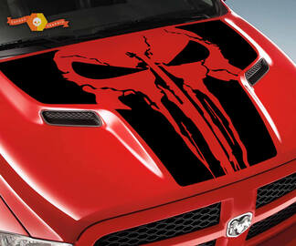 Dodge 2010 2018 s'adapte à Ram 1500 2500 Grand Punisher Skull Grunge Hood Logo Truck Vinyl Decal Graphic Pick Up Pickup
