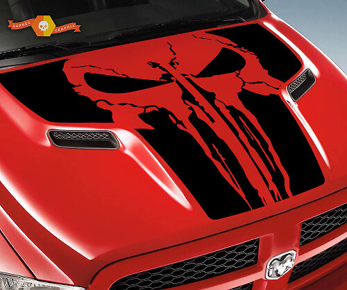 Autocollant en vinyle capuche crâne style Punisher pour Dodge Ram 1500 2500 2010-2018