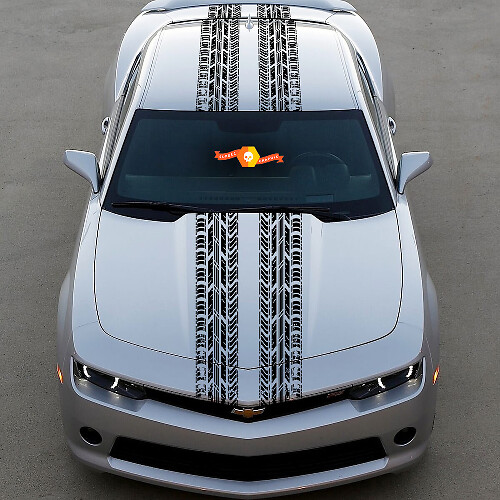 Autocollant vinyle rayures traces de pneus doubles capot toit coffre pour Chevy Dodge Mustang