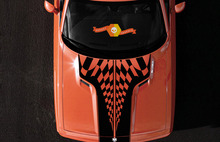 2008-2014 Challenger Race drapeau à damier course capot arrière Sport Design Tribal véhicule camion vinyle graphique autocollant autocollant
 2