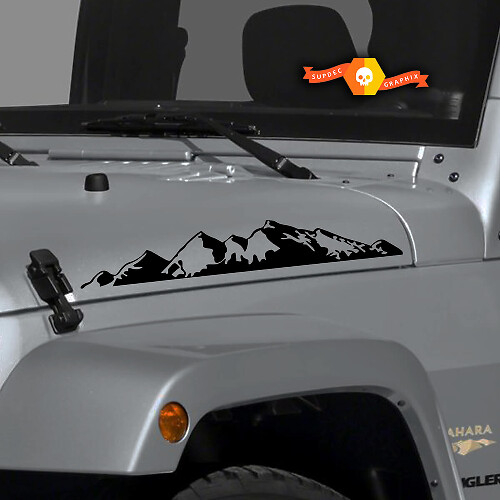 Paire d'autocollants vinyle Motif Chaîne de Montagnes pour Jeep Wrangler