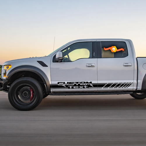 CUSTOM Text Strobe Side Stripe Pair Latéral Autocollant vinyle pour Ford F-150 Raptor