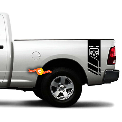 Ensemble d'autocollants vinyles bandes latérales style Hemi pour Ram 1500-3500