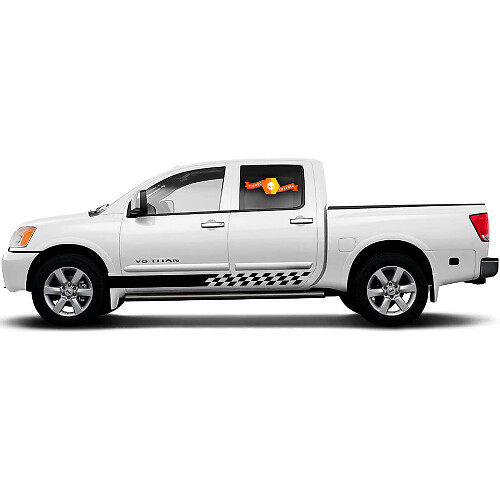 Paire drapeau à damier voiture décalcomanie graphique autocollant côté bande Kit pour Nissan Titan
