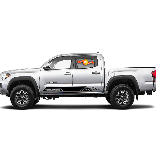 Autocollant Vinyle Décoratif Style Montagne Taco pour Porte Latérale Toyota Tacoma