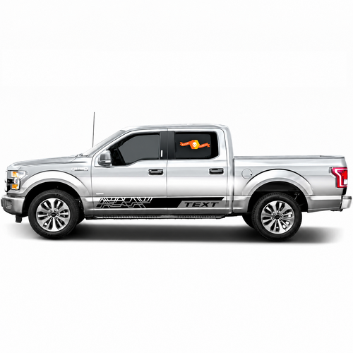 TEXT Interlocking Line Rocker Stripe Pair Bas de caisse Autocollant vinyle pour Ford F-150