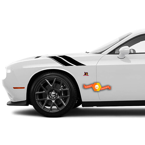 Autocollants latéraux à double bande pour Dodge Challenger