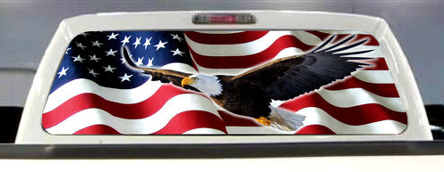 Drapeau américain aigle pick-up camion fenêtre arrière graphique décalcomanie vinyle perforé