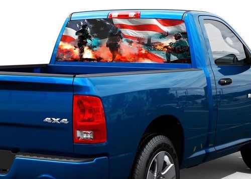 Autocollant graphique de fenêtre arrière de soldat de guerre forte de l'armée américaine camion SUV