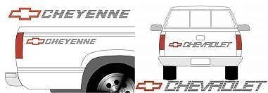 Décalques de hayon et de chevet de camion Chevy Cheyenne - Chevrolet