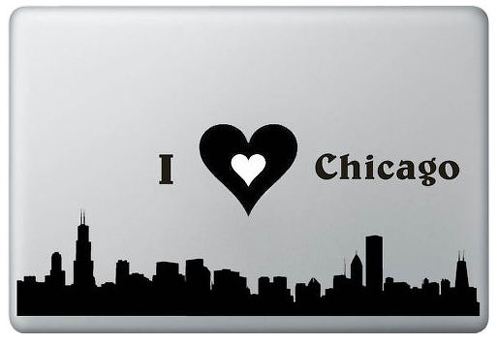 Sticker J'aime Chicago et MacBook