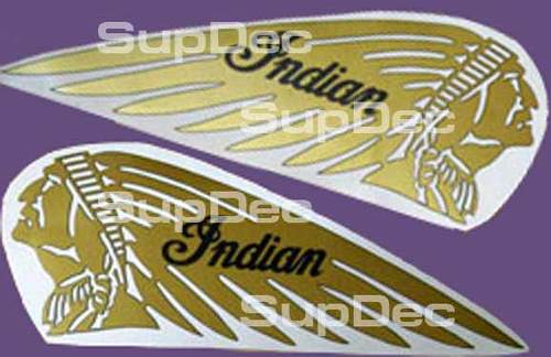 Autocollants de réservoir de moto Indian GOLD