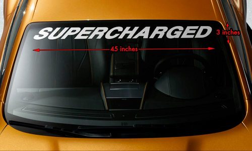 SUPERCHARGED MUSCLE CAR Windshield Banner Premium Vinyl Sticker Sticker 45x3