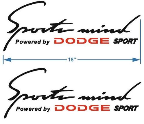 2 Sports Mind Powered by DODGE Sticker autocollant 18 pouces