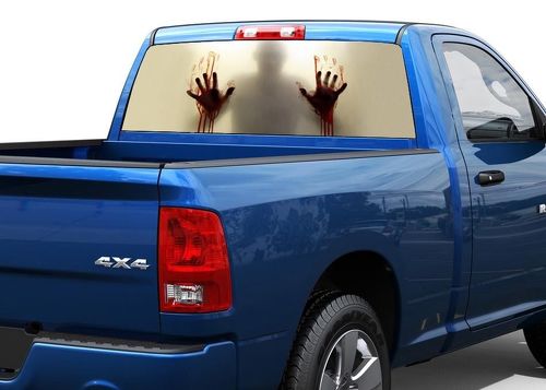 Zombie derrière le verre sang arrière fenêtre graphique autocollant autocollant camion SUV